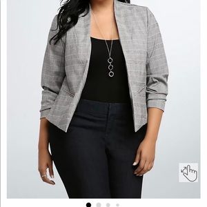 Torrid plaid open front blazer